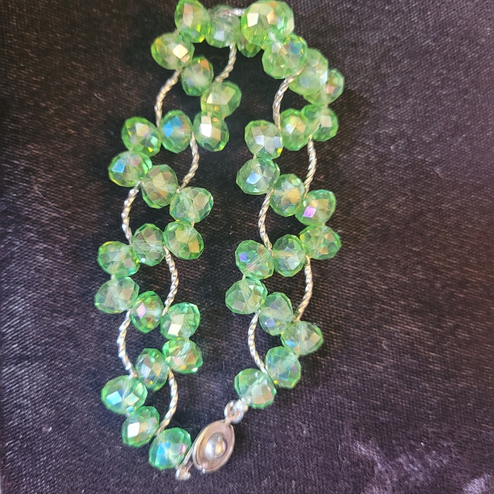 Green Faceted Bead Twist Bracelet - Women's Jewelry